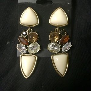 Triangle crystal gold dangle earrings